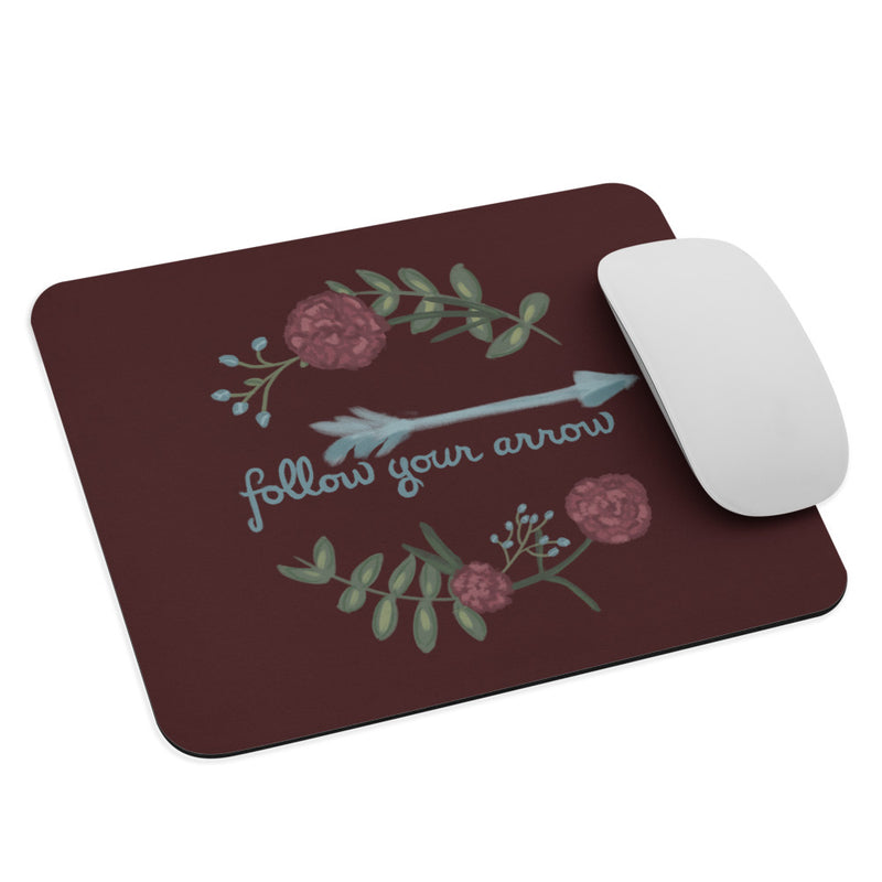 Pi Beta Phi Follow Your Arrow Mouse Pad in wine shown with mouse