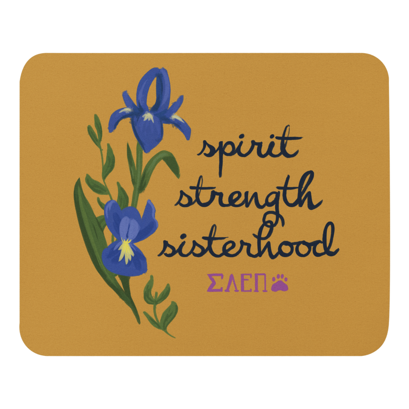 Sigma Alpha Epsilon Pi Spirit Strength Sisterhood Mouse Pad showing hand drawn design