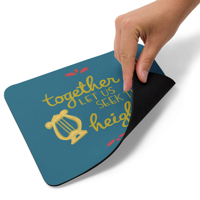 Alpha Chi Omega Together Let Us Seek The Heights Mouse Pad, Teal shown with backing