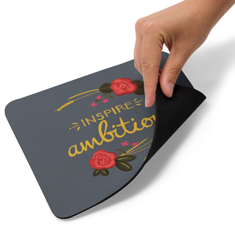 Alpha Omicron Pi Inspire Ambition Mouse pad in gray showing backing