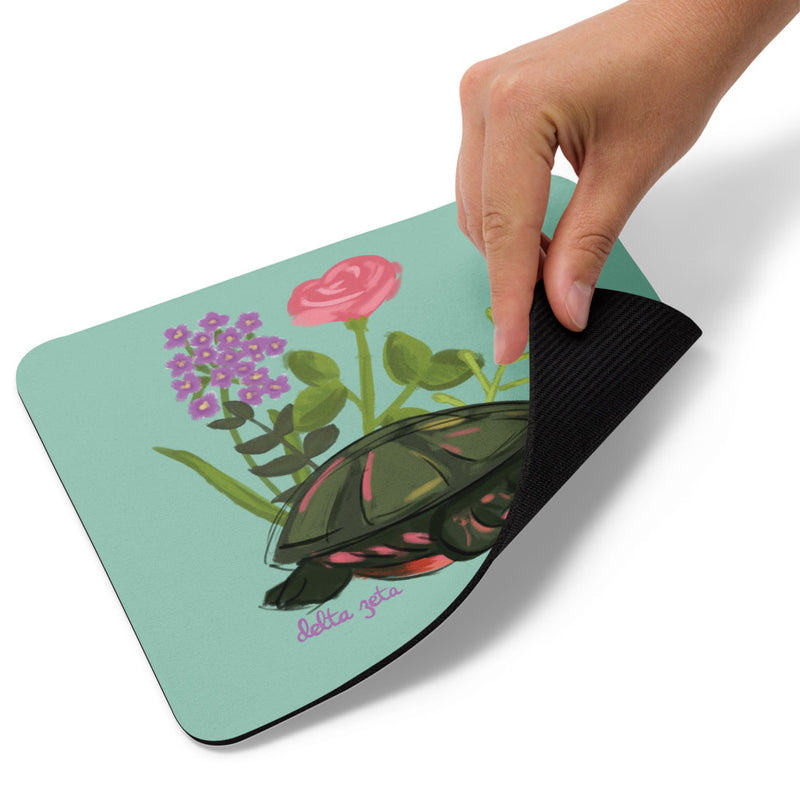 Delta Zeta Turtle Mascot Mouse Pad showing backing
