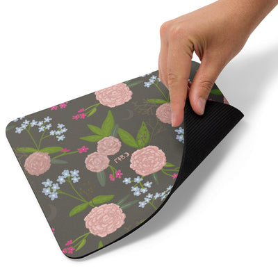 Gamma Phi Beta Pink Carnation Floral Pattern Mouse pad showing back of mouse pad