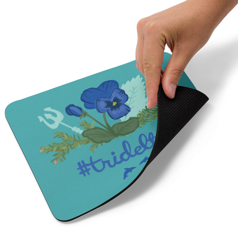 Tri Delta Pansy, Pine and Poseidon Mouse Pad showing back of mouse pad