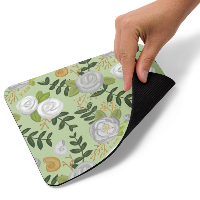 Kappa Delta White Rose Floral Pattern Mouse Pad showing back of mouse pad