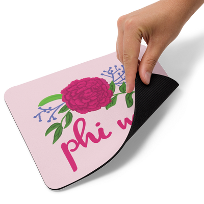 Phi Mu Carnation Design Mouse Pad showing backing