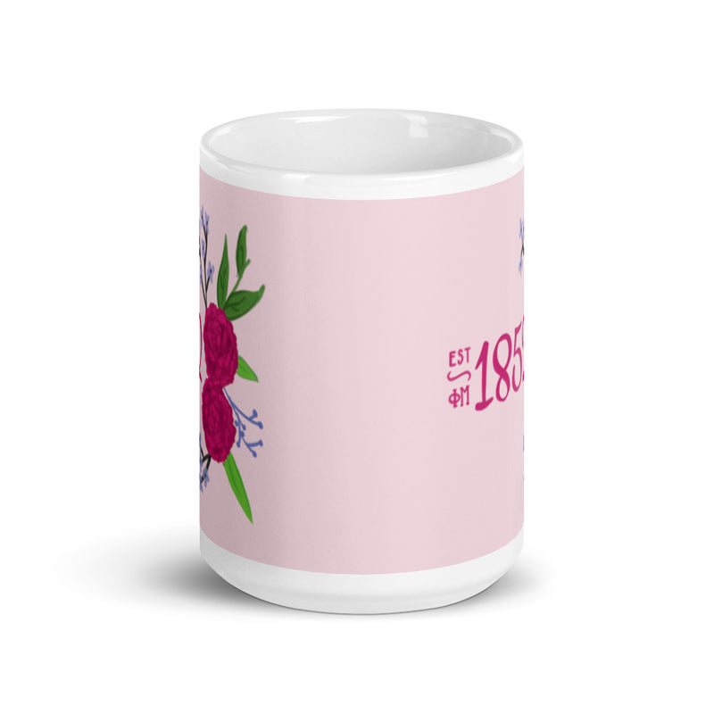 Phi Mu 1852 Mug in 15 oz size showing print on both sides