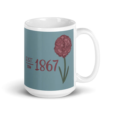 Pi Beta Phi 1867 Mug in 15 oz size in silvery blue 