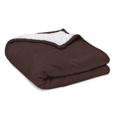 Pi Phi 1867 Plush Embroidered Sherpa Blanket in brown folded