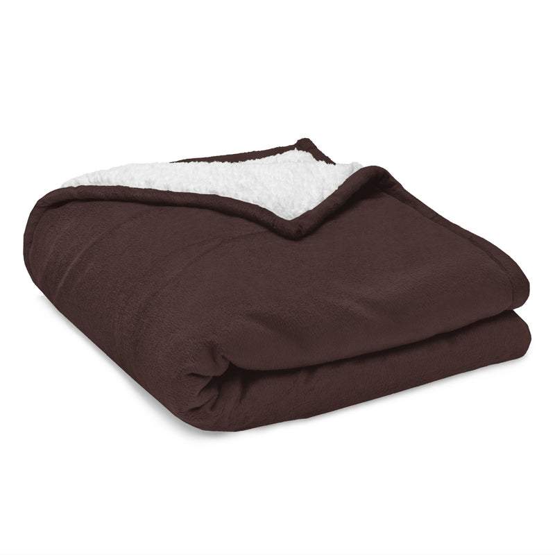 Pi Phi 1867 Plush Embroidered Sherpa Blanket in brown folded