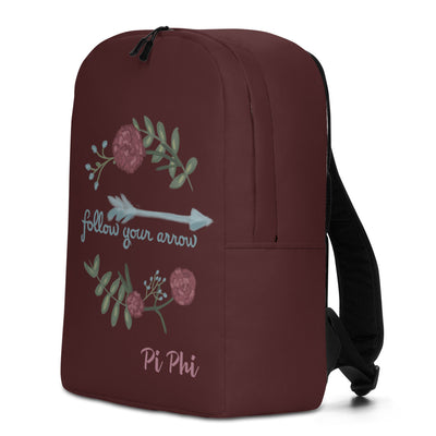 Pi Beta Phi Follow Your Arrow backpack in wine showing left side of bag