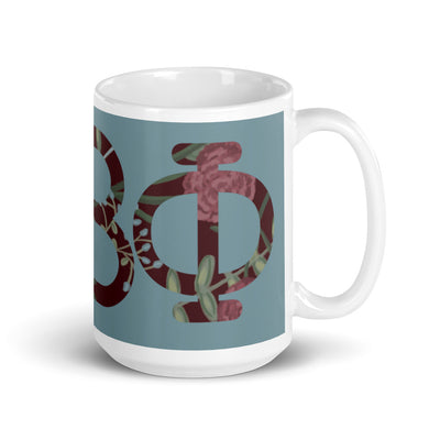PI Beta Phi Filled Letters Silver and Wine Mug in 15 oz size