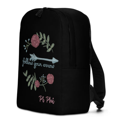 Pi Beta Phi Follow Your Arrow Black Backpack in left side view