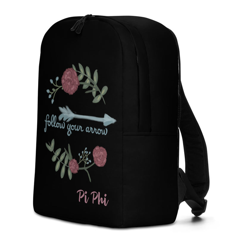 Pi Beta Phi Follow Your Arrow Black Backpack in left side view
