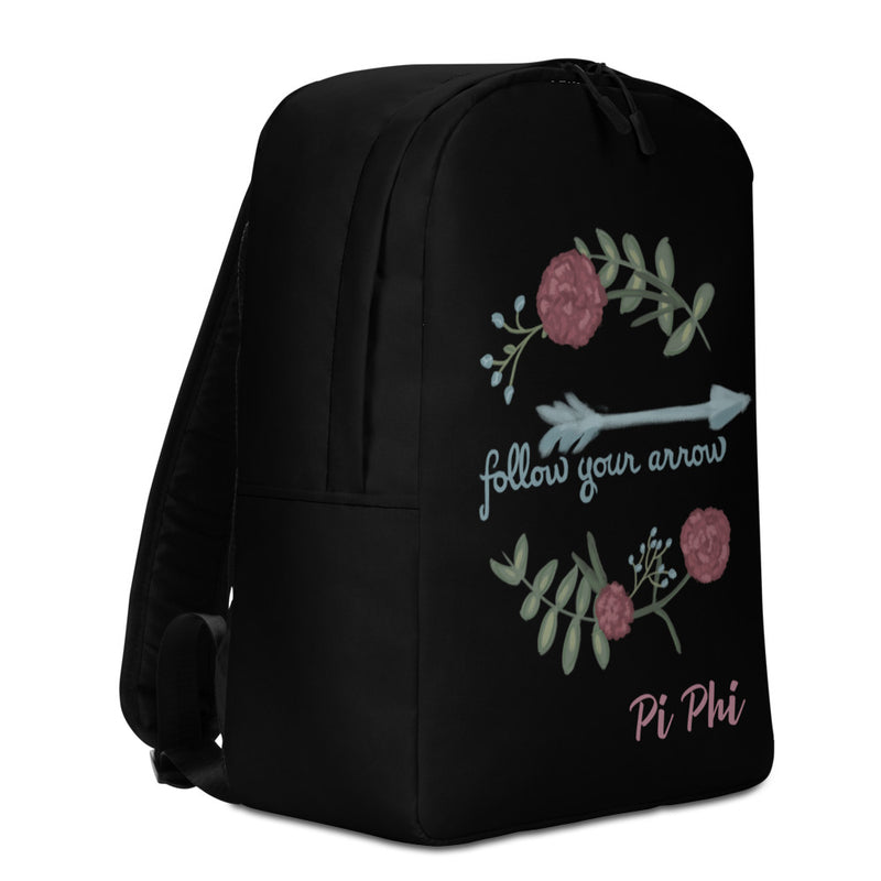 Pi Beta Phi Follow Your Arrow Black Backpack in right side view