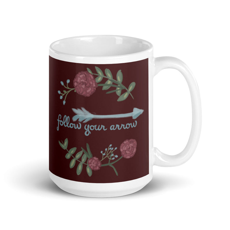 Pi Beta Phi Follow Your Arrow Mug in 15 oz size in wine color 