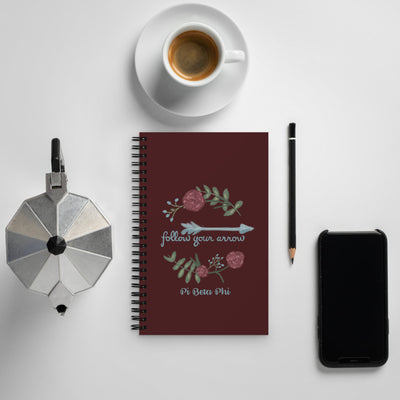 Pi Beta Phi Follow Your Arrow Spiral Notebook in wine in lifestyle setting