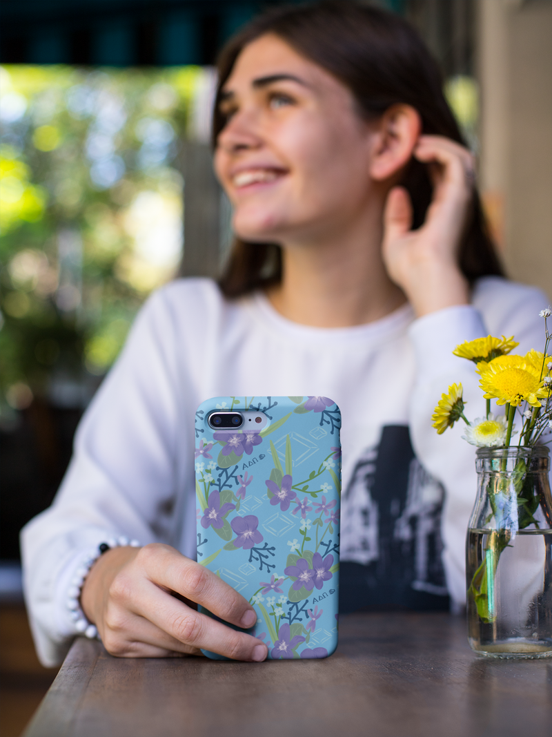 Alpha Delta Pi woodland floral pattern iPhone case.