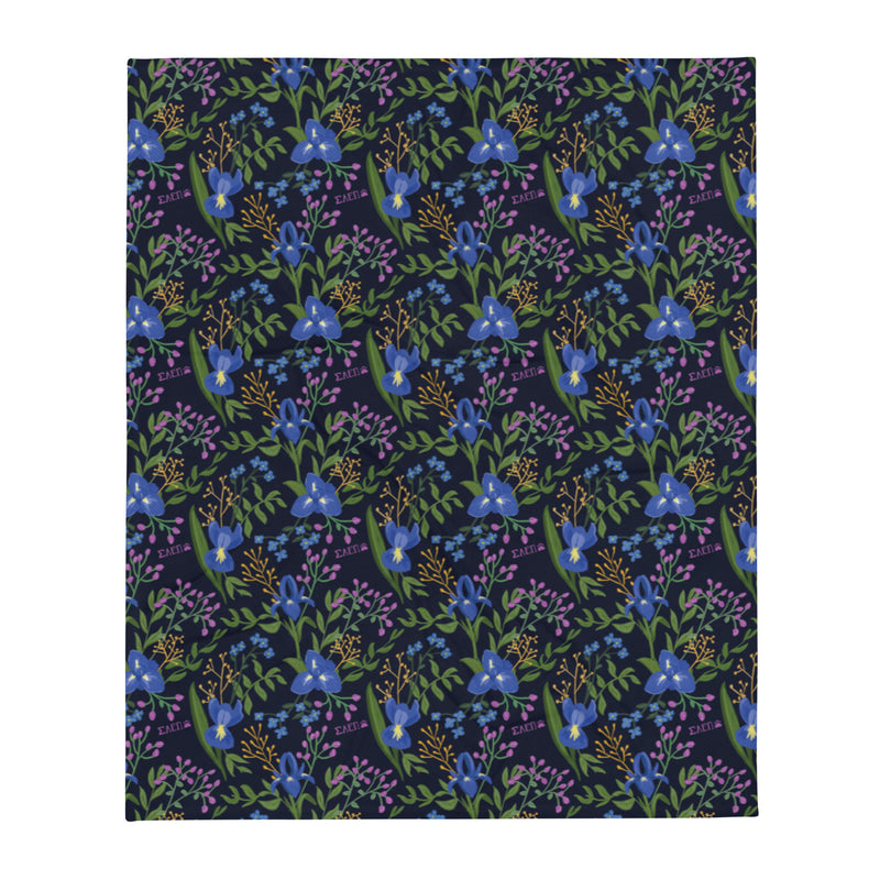 Sigma Alpha Epsilon Pi Floral Throw Blanket  in full size view