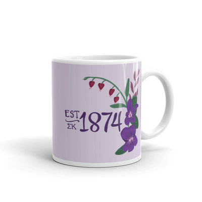 Sigma Kappa 1874 Mug in 11 oz size in lavender shown in full view