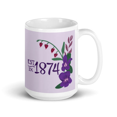 Sigma Kappa 1874 Mug in lavender in 15 oz size shown in full view