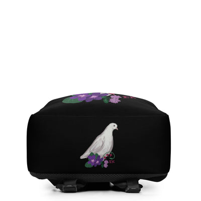 Sigma Kappa Dove Mascot Backpack in black showing bottom of bag