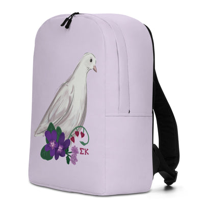 Sigma Kappa Dove Mascot Lavender Backpack showing left side view