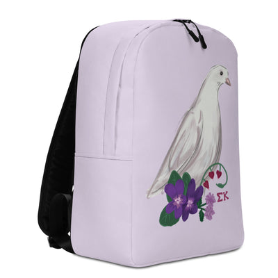 Sigma Kappa Dove Mascot Lavender Backpack showing right side view