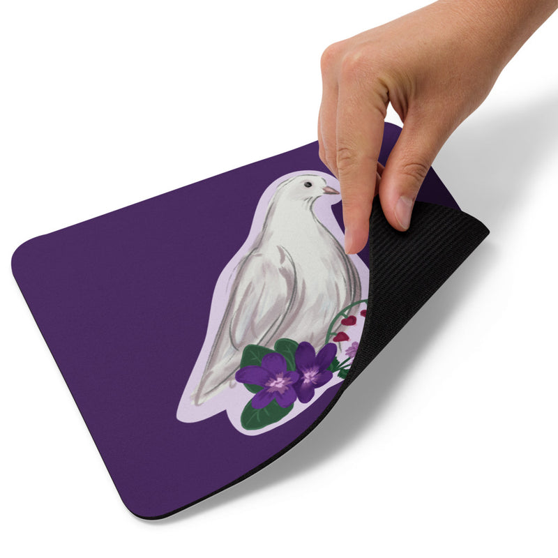 Sigma Kappa Dove Mascot Mouse Pad showing rubber back of mouse pad