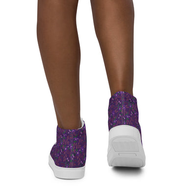 Sigma Kappa Violet Floral Print Women’s High Tops shown on walking feet in rear view