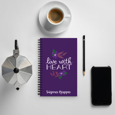 Sigma Kappa Live With Heart Spiral Notebook with coffee