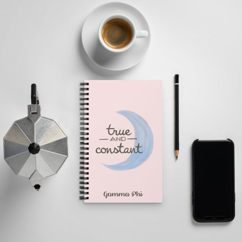 Gamma Phi Beta True and Constant Spiral Notebook showing hand-drawn design