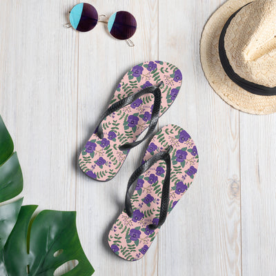 Tri Sigma violet floral print flip flops