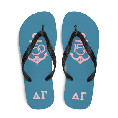 Delta Gamma Pink and Blue 150th Anniv. Flip-Flops in top view