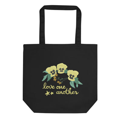 Kappa Alpha Theta Love One Another Eco Tote Bag in black shown flat