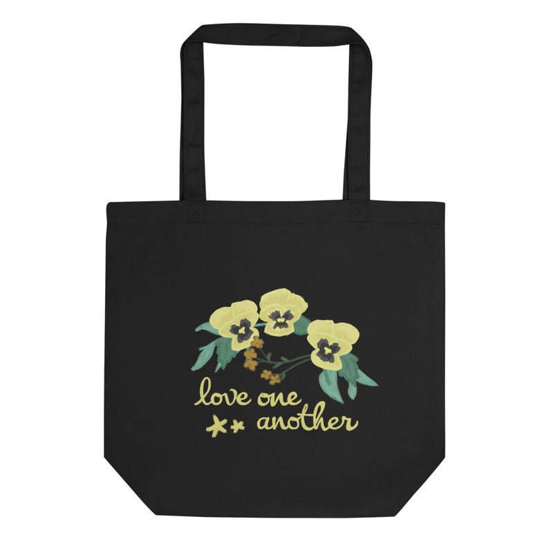 Kappa Alpha Theta Love One Another Eco Tote Bag in black shown flat