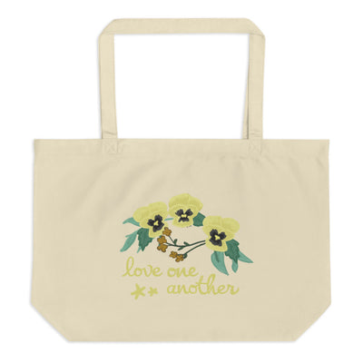 Kappa Alpha Theta Love One Another Large Tote Bag shown in natural oyster flat