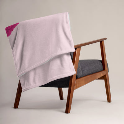 Phi Mu Carnation Design Pink Throw Blanket draped over chair