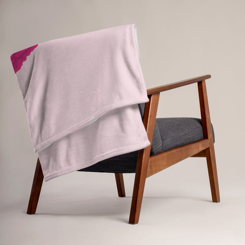 Phi Mu Carnation Design Pink Throw Blanket draped over chair