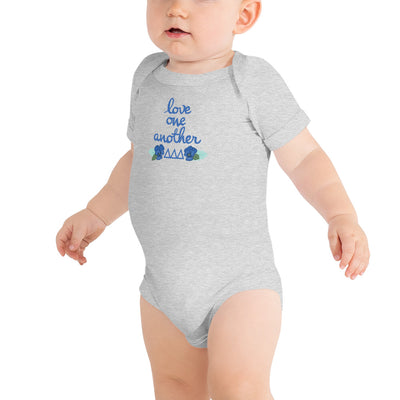 Tri Delta Love One Another Baby Onesie in athletic gray