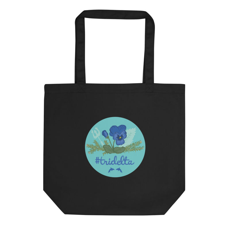 TTri Delta Sorority Tote Bag in black shown flat