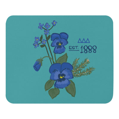 Tri Delta Sorority Mouse Pad shown in full view with 1888 and letters design