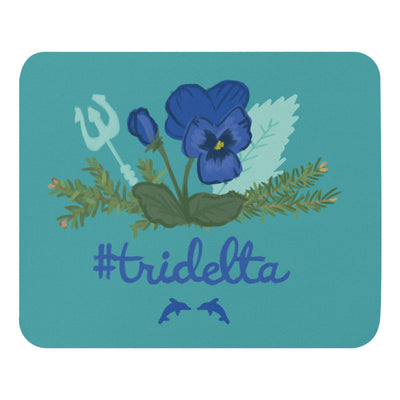 Tri Delta Sorority Mouse Padwith Pine and Poseidon design shown in full view