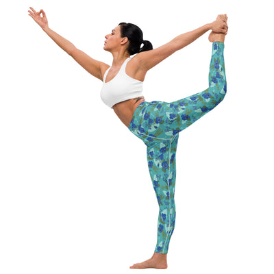 Tri Delta Sorority Leggings showing side view on yogini 