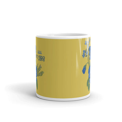 Tri Delta 1888 Sorority Mug showing print on both sides of 11 oz mug