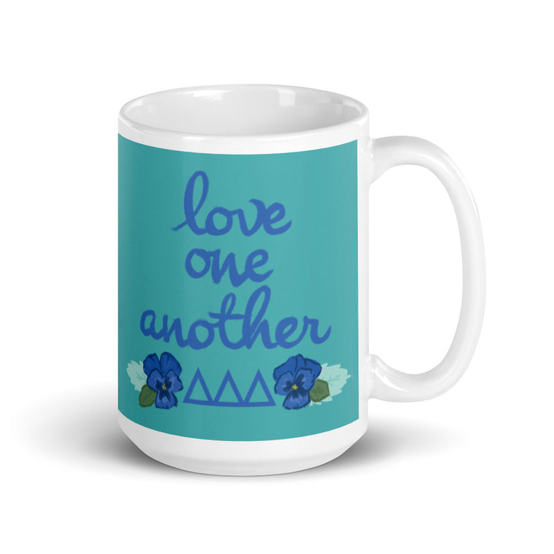 Tri Delta Sorority Mug in 15 oz size with Love One Another design