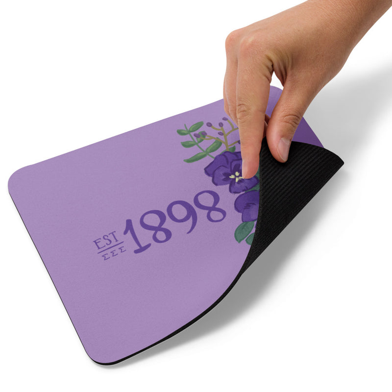 Tri Sigma 1898 Mouse Pad showing rubber backing 