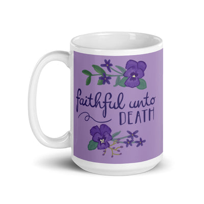 Tri Sigma Motto Mug in 15 oz size with handle on left