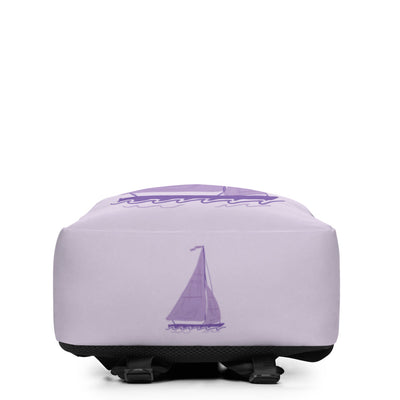 Tri Sigma Sailboat Mascot Backpack in Lavender showing bottom of bag