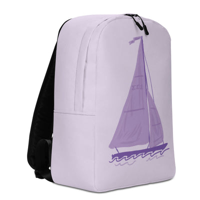 Tri Sigma Sailboat Mascot backpack in Lavender showing side view 