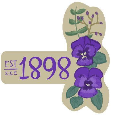 Tri Sigma 1898 Sorority Sticker with artist hand drawn founding year design